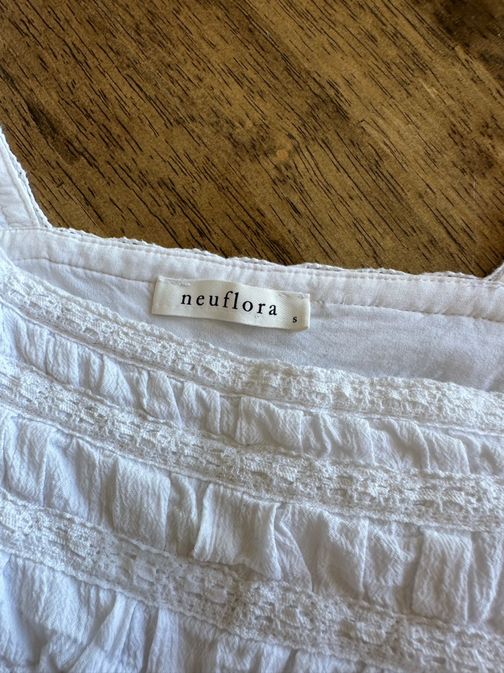Neuflora Double Lined Smocked Square-Neck White Camisole Top Whimsy Cottage Core - Picture 9 of 10